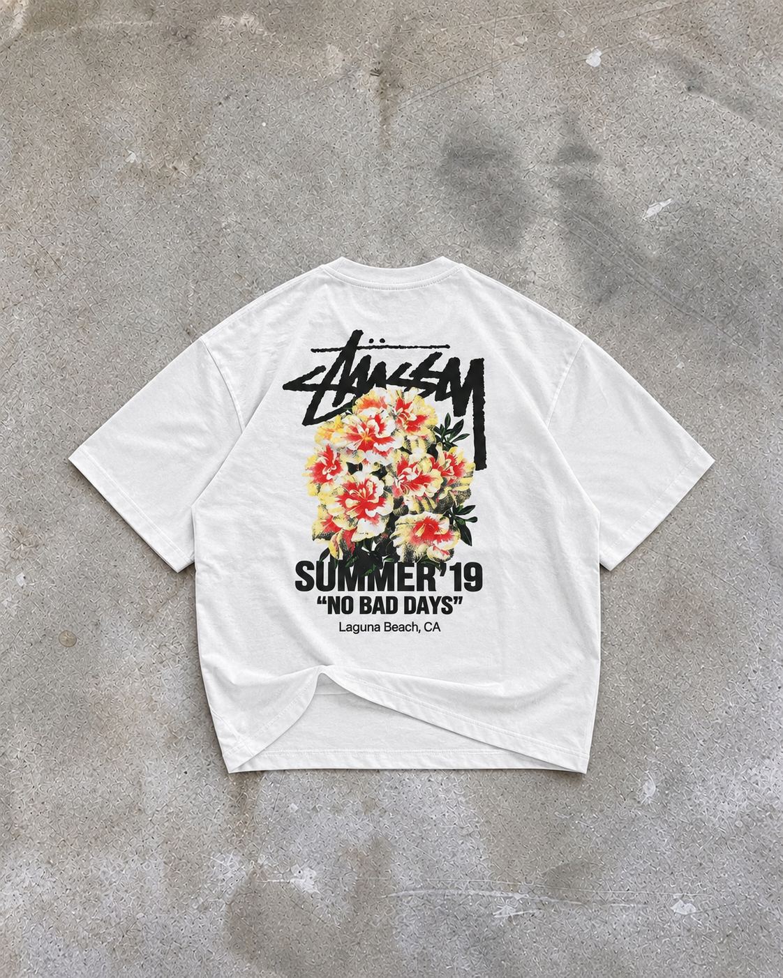 Franela oversize Stussy diseño de flor
